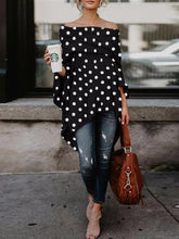 Off Shoulder Fashion Woman Pot Printed Long Sleeve T-shirts