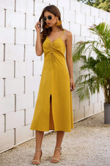 Fashion Pure V neck Lacing Vest Maxi Dresses