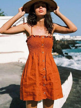 Casual Pure Vest Drape One shoulder Fastener Skater Dresses