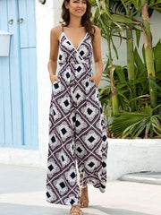 Casual Loose V neck Vest Jumpsuits