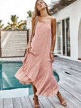 Casual Point print Vest Falbala Maxi Dresses