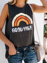Round neck Sleeveless Women Rainbow Printed T-shirts