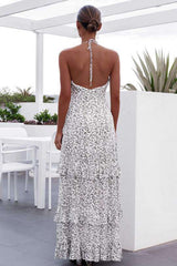 Fashion Point print Sleeveless Vest Falbala Maxi Dresses