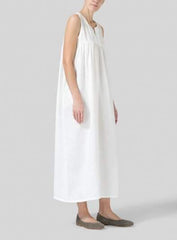 Fashion Pure V neck Sleeveless Maxi Dresses