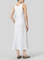 Fashion Pure V neck Sleeveless Maxi Dresses