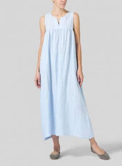Fashion Pure V neck Sleeveless Maxi Dresses