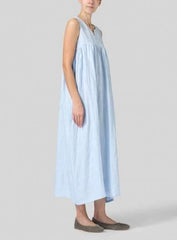 Fashion Pure V neck Sleeveless Maxi Dresses
