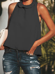 Round neck sleeveless Plain Fashion Back Bowkont T-shirt Top