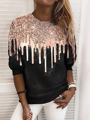 Women bling bling round neck sweatshirts