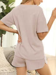Women plain round neck short sleeve elegant suits