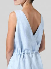 Fashion Pure V neck Lacing Sleeveless Maxi Dresses