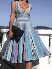 Sexy deep v neck slim skater dresses