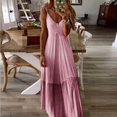 Loose V neck Gradient ramp Vest Maxi Dresses
