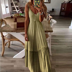 Loose V neck Gradient ramp Vest Maxi Dresses