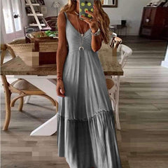 Loose V neck Gradient ramp Vest Maxi Dresses