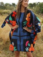 Casual Loose Floral print Round neck Long sleeve Shift Dresses