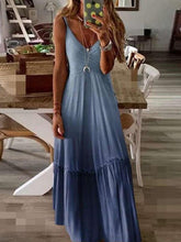 Loose V neck Gradient ramp Vest Maxi Dresses