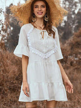 Fashion Gored Pure Falbala Half sleeve Lacing Shift Dresses