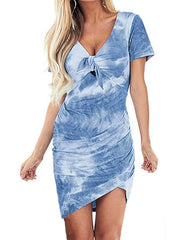 Fashion Irregular Short sleeve Print Bodycon Dresses