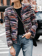 Colorful Round Neck Fashion Woman Coat