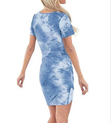Fashion Irregular Short sleeve Print Bodycon Dresses