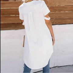 Casual Pure Round neck Short sleeve Irregular T-Shirts