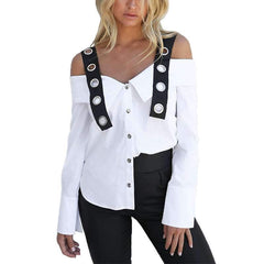 Fashion One shoulder Vest Long sleeve Blouses