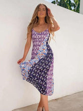 Fashion Print Gored Vest Sleeveless Backless Maxi Dresses