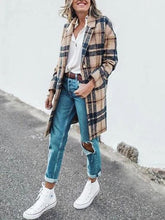 Vintage Lapel Collar Casual Check Wool Coats