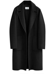 Solid Pockets Lapel Shawl Collar Single-Breasted Winter Lady's Warm Coats