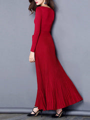 More colors Pure V Neck Long Sleeve Woman Elegant Maxi Dresses