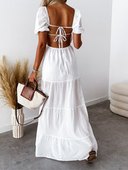 Women's Dresses Short Sleeve Off Shoulder Strap Dress Maxi Dresses