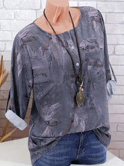 Vintage Loose Printed Woman Blouse