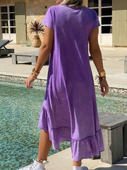 Casual solid color loose short sleeve dress