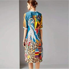 Casual Print V neck Half sleeve Vacation Dresses