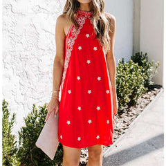 Fashion Print Round neck Sleeveless Shift Dresses