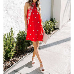 Fashion Print Round neck Sleeveless Shift Dresses