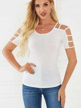 Fashion Pure Hollow out Short sleeve Round neck T-Shirts