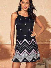 Fashion Print Vest Sleeveless Shift Dresses