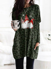 Women chic fashionable christmas printed with pockets sweatshirts