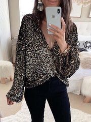 Casual sequins long sleeve blouses