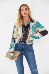 Fashion Print Lapel Long sleeve Blouses