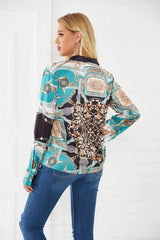 Fashion Print Lapel Long sleeve Blouses