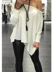 Asymmetric Hem Skew Neck T Shirt