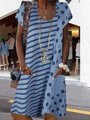 Short Sleeve Shift U-Neck Casual Dresses