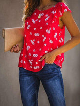 Fashion Print Round neck Sleevelessa Falbala T-Shirts