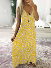 Fashion Print V neck Sleeveless Maxi Dresses