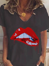 Women Loose Casual Printed Lip printed T-shirts