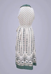 Fashion Print Lapel Lacing Sleeveless Maxi Dresses