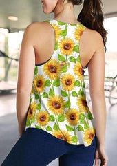Casual Print Round neck Sleeveless Vest T-Shirts